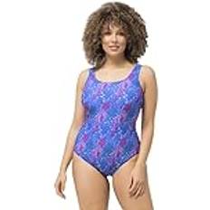 Orange Swimsuits Ulla Popken Women's Alice Softliner Dg Coral Swimsuit One Piece, blue, 50-52