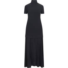 Jil Sander Kortärmad Klänning Fluid Viscose High-Neck - Black
