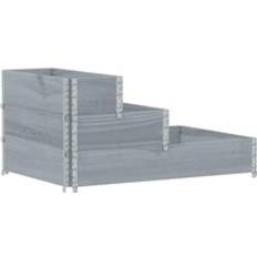 vidaXL Højbed 120x80 cm 3 Niveauer Massivt Fyrretræ Grå Højbed
