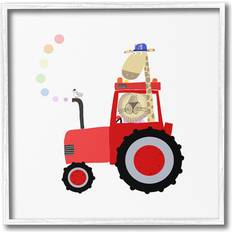 Stupell Industries Animals Riding Tractor Single Picture Frame White Framed Art 12x12"