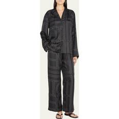Logo Mid-Rise Silk Pants - Black Monogram
