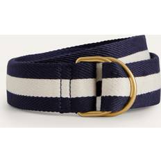 Boden Stripe Webbing D-Ring Belt, Navy/Ivory