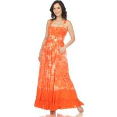 Orange - Short Dresses White Mark Women's Smocked Ruffle Dress, Orange