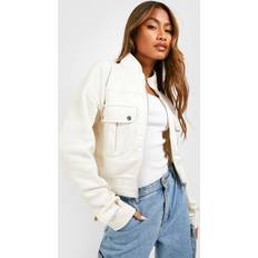 Bomber Jackets - White boohoo Womens Pocket Detail Bomber Jacket White