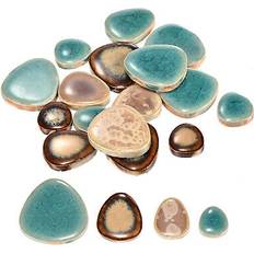 Floor Mosaic tiles Uxcell 100g ceramic mosaic tiles, pebble green and coffee ceramic tiles