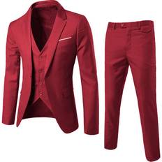 momohippo X-Large, red Men Suits Pieces Regular Slim Fit Wedding Formal Suit One Button Icluding Jackets Waistcoat Trousers