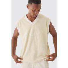 Beige - Man Mouwloze shirts boohooMAN Mens V Neck Limited Edition Vest