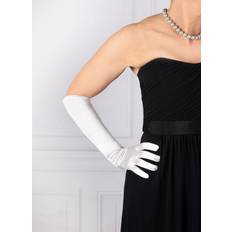 White Gloves Dents Dents Women's Long Satin Evening Gloves In Ivory One ONE