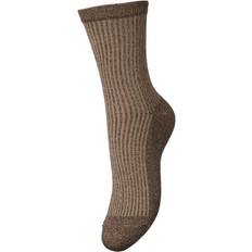 Pieces Dam Strumpor Pieces Pcsebby Glitter Stripe Socks - Morel/Taupe Gray