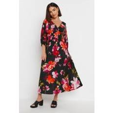 PixieGirl Red Floral Print Tea Midaxi Dress Petite Women's Midaxi Dresses