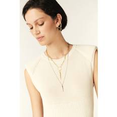 Abito di maglia - Bianco Vestiti BA&SH Robe Longue Droite Col Rond - Taille 2 - Beige