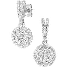 9k - Diamond Earrings Jewelco London 9ct White Gold Round 0.48ct Diamond Halo Drop Earrings PE0AXL5657W