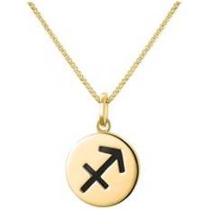 Zodiac Signs Necklaces C. W. Sellors 9ct Gold Whitby Jet Zodiac Sagittarius Round Necklace Gold