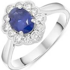 Anello eternità Anelli 18ct White Gold 0.98ct Sapphire 0.40ct Diamond Flower Cluster Ring Option1 Value White Gold