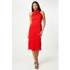 Boat Neck Dresses Coast Corsage Neckline Lace Pencil Dress Red
