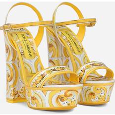 Dolce & Gabbana Sloffen en Sandalen Dolce & Gabbana Calfskin Platform Sandals Yellow