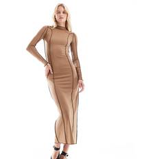 Vero Moda Tall Long Sleeve Jersey Maxi Dress - Brown/Neutral