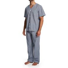 5XL Sleepwear Fruit of the Loom Men's Short Sleeve Woven Pajama Pant Set in Blue 5032444 HisRoom.com