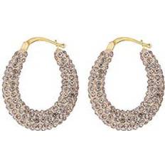 Beige Earrings For you For You Collection 9ct Solid Gold Champagne Crystal Creole Hoop Earrings