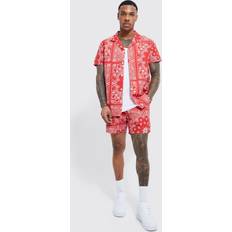 Punainen Uimahousut boohooMAN Mens Red Short Sleeve Bandana Swirl Shirt - Red