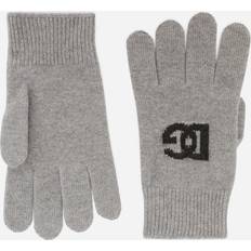 Dolce & Gabbana Men Gloves & Mittens Dolce & Gabbana Cashmere Gloves With Dg Logo Man Grey