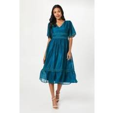 Lace - Midi Dresses Coast Lace Trim Organza Midi Dress Blue