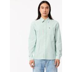 Lacoste Herre Skjorter Lacoste Regular Fit Striped Oxford Cotton Shirt Green White