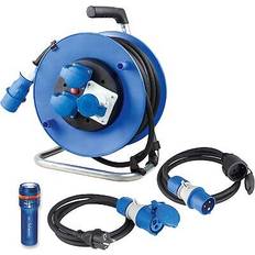 as - Schwabe Camping set kabeltrommel adapterleitung cee verlängerungskabel schuko ip44 Blau Gummi