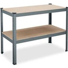 Relaxdays Workbench workshop table tool bench hobby adjustable steel shelf garage shed
