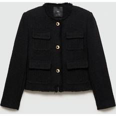 Mango Outerwear Mango Pocket tweed jacket black Women