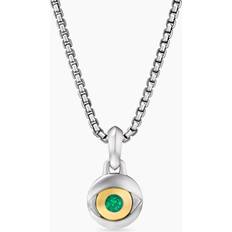 David Yurman Gold Charms & Pendants David Yurman Men's 18K Yellow Gold & Sterling Silver Amulets Emerald Evil Eye Pendant Green/Silver