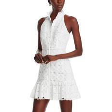 Aqua Short Dresses Aqua Lace Mini Shirt Dress 100% Exclusive White