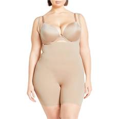 City Chic Women Shapewear & Under Garments City Chic Plus Power Mid Thigh Bodysuit Latte