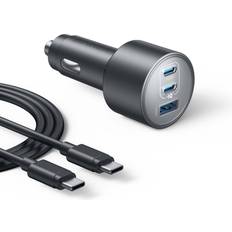 Anker usb-c car charger adapter 167.5w 3-port fast charging for iphone 15macbook Black