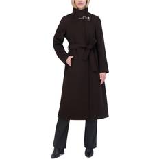 Coats Tahari Women's Wing-Collar Embellished Toggle Coat Chocolate