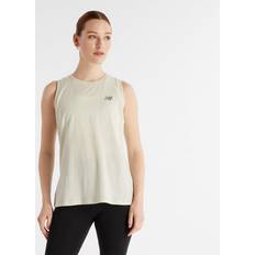 Natur Tanktops New Balance Damen Sport Essentials Heathertech Tank in Grün, Poly Knit, Größe