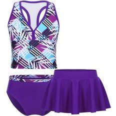 Purple Swimwear Dpois Sold by: dPois, DPOIS Kids Girls Pieces Bikini Set Swimsuit Printed Bathing Suit Top with Shorts Set Purple 5-6