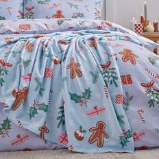 Catherine Lansfield Christmas Gingerbread Blankets Blue (170x130cm)