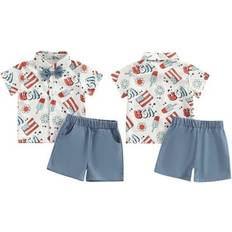 Other Sets Tsseiatte Sold by: Clothes Direct, 4th of July Toddler Boys Outfits Letter Ice Cream Flag Print Bowtie Shirts Tops and Elastic Waist Shorts 2Pcs Clothes Set