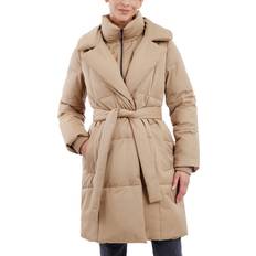 Anne Klein Outerwear Anne Klein Women's Bibbed Belted Trench Puffer Coat Khaki