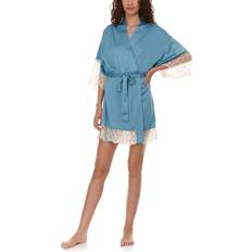 Turquoise - Women Robes Flora Nikrooz Gabby Satin Kimono Robe Teal