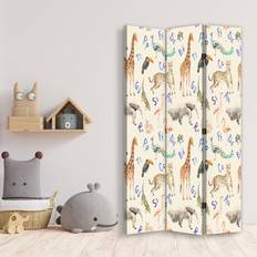 Beige Room Dividers East Urban Home Double-Sided, Letters & Animals Room Divider