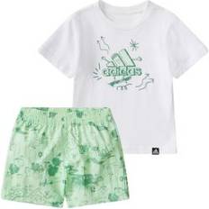 Adidas 1-3M Other Sets Children's Clothing adidas Baby Girls Two Piece Short Sleeve Cotton T-Shirt and Printed Woven Shorts Set, White, Months 18 Months