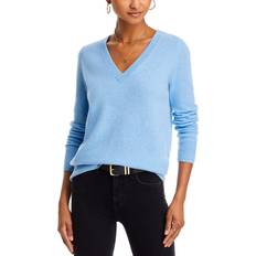 Aqua Knitted Sweaters Aqua Cashmere V-Neck Cashmere Sweater 100% Exclusive Heather Blue