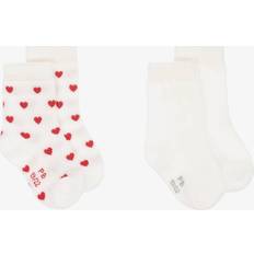 12-18M Underwear Petit Bateau Baby Girls Ivory & Red Heart Cotton Socks 2 Pack