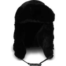 Headgear Balmain Hats, Female, Black, monogram faux fur hat