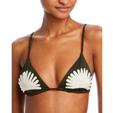 Bikinis Johanna Ortiz Hand Embroidered Triangle Bikini Top Military Green