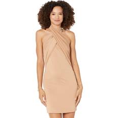 Bebe Cross Front Halter Neck Mini Dress