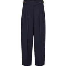 Lauren Ralph Lauren Elastan/Lycra/Spandex Bukser & Shorts Lauren Ralph Lauren Belted Pleated Ponte Cropped Pant Kvinde Bukser Med Brede Ben Nylon hos Magasin Navy