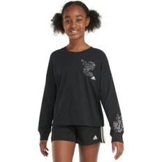 Adidas Girls T-shirts Children's Clothing Adidas Big Girls Cotton Long-Sleeve Crewneck Graphic T-Shirt Black M 10/12